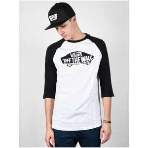 Black-and-white Men's Patterned T-Shirt with Three-Quarter Sleeve VANS Raglan - Men