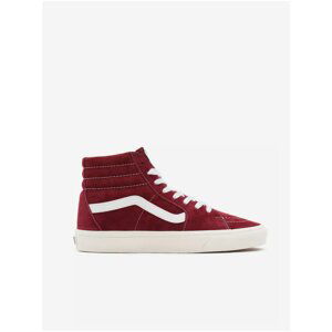 White-Burgundy Men's Suede Ankle Sneakers VANS SK8-Hi - Men