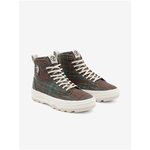 Brown Plaid Sneakers on Vans Platform - Women