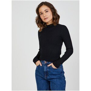 Black Women's Ribbed Sweater with Stand-Up Collar TALLY WEiJL - Women