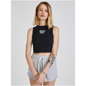 Black Women Patterned Cropped Tank Top with Exposed Back TALLY WEiJL - Women