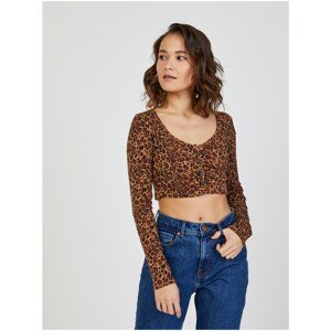 TALLY WEiJL Brown crop top with animal pattern TALLY - Women