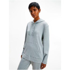 Light Grey Women's Ribbed Hooded Sweatshirt Ease Calvin Klein J - Women