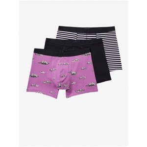 Scotch & Soda Set of Three Men's Patterned Boxers in Pink, White and Black Bar - Men's