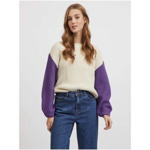 Purple-cream sweater VILA Vijess - Women