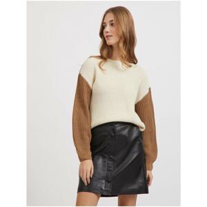Cream-brown sweater VILA Vijess - Women