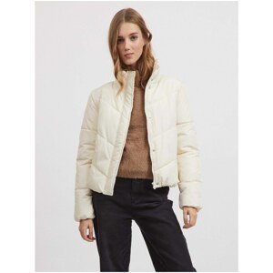 Cream quilted winter jacket VILA Vitate - Women