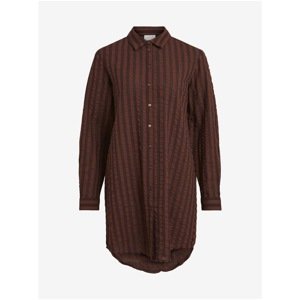 Brown-burgundy striped long shirt VILA Domie - Women