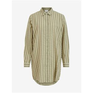 Green-beige striped long shirt VILA Domie - Women