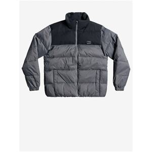 Black-Grey Men's Quilted Winter Jacket Quiksilver Wolfs Shoulder - Men