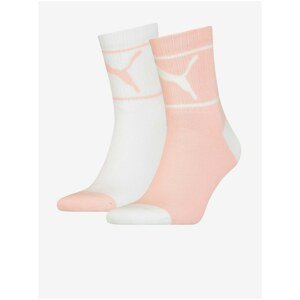 Set of two pairs of women's socks in white and light pink Puma - Women