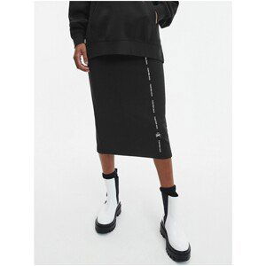 Black Ladies Pencil Midi Skirt with Slit Calvin Klein Jeans - Ladies