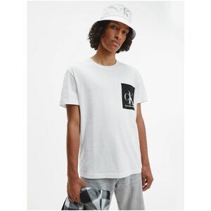 White Men's T-Shirt with Calvin Klein Print - Men