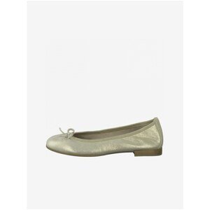 Leather ballerinas in gold with Tamaris bow - Women