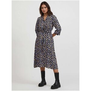 Black shirt patterned midish dress VILA Vish - Women