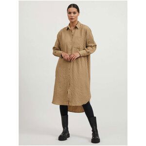 Light Brown Plaid Shirt Dress VILA Vifreda - Women