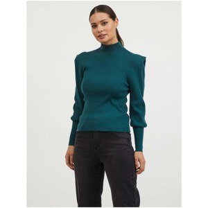 Dark green sweater with stand-up collar VILA Visygga - Women