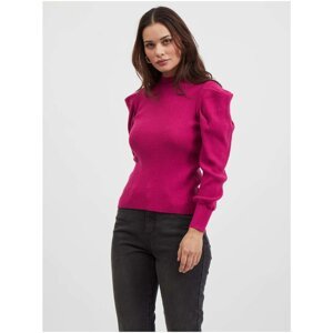 Pink sweater with stand-up collar VILA Visygga - Women