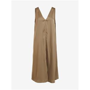 Brown satin dress VILA Viandie - Women