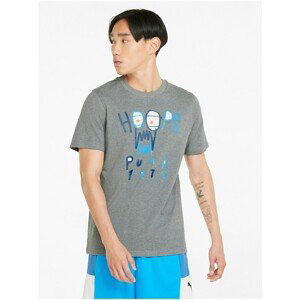 Grey Men's T-Shirt with Puma 4th Quarter Printing - Men