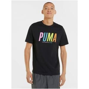 Black Men's T-Shirt with Puma Graphic Printing - Men