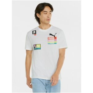 White Men's T-Shirt with Print Puma Brand Love - Men