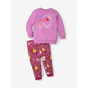 Pink Girl Patterned Tracksuit Puma Minicat Crew - Unisex