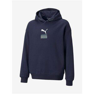 Dark Blue Boys Patterned Hoodie Puma Alpha Hoodie - Unisex