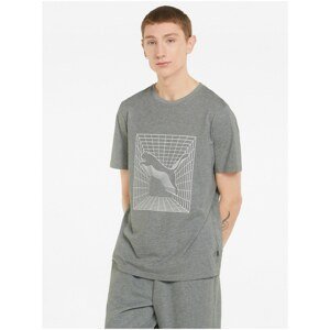 Grey Men's T-Shirt with Puma Cat Print - Men's