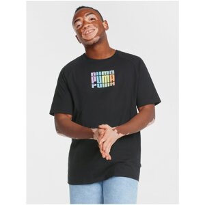 Black Men's T-Shirt with Print Puma Multicolor Graphic - Men