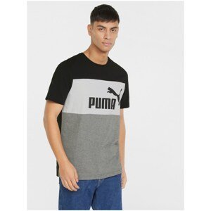 Grey-Black Men's Patterned T-Shirt Puma Essentials - Men