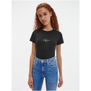 Black Women's T-Shirt with Calvin Klein Print - Women