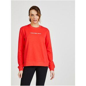 Red women's sweatshirt with Calvin Klein inscription - Women