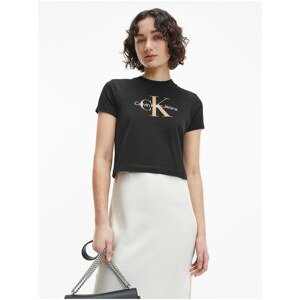 Black Women's T-Shirt with Calvin Klein Print - Women