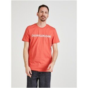 Coral Men's T-Shirt with Calvin Klein Print - Men