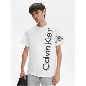 White Men's T-Shirt with Calvin Klein Print - Men