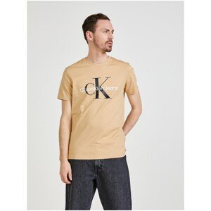 Beige Men's T-Shirt with Calvin Klein Print - Men
