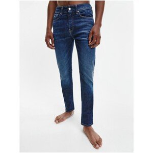 Calvin Klein Dark Blue Men's Skinny Fit Jeans with Embroidered Calvin Effect - Men