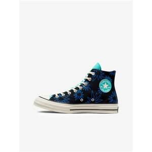 Blue-Black Mens Patterned Ankle Sneakers Converse Chuck 70 Uni - Mens