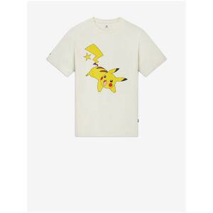 Cream Unisex T-Shirt with Converse X POKEMON Print - Men