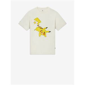 Cream Unisex T-Shirt with Converse X POKEMON Print - Men