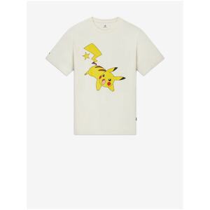 Cream Unisex T-Shirt with Converse X POKEMON Print - Men