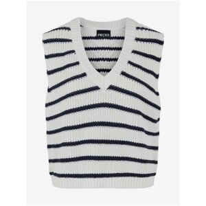 White Striped Short Sweater Vest Pieces Liviana - Women