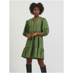 Green patterned dress with balloon sleeves VILA Etna - Women