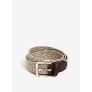 Brown-Beige Men's Belt with Leather Details GANT Elastic - Men