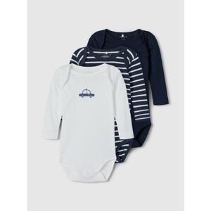 Set of three boys' bodys in white and blue name it - unisex