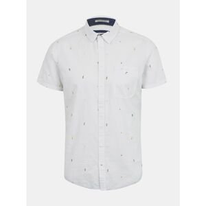 White Patterned Slim Fit Short Sleeve Shirt Blend - Men