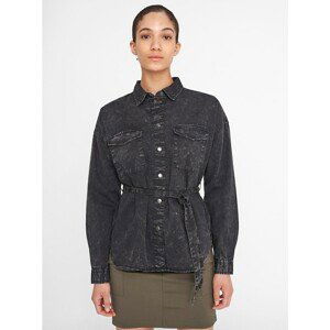 Black Brindle Denim Shirt with Tie Noisy May Sandra - Women