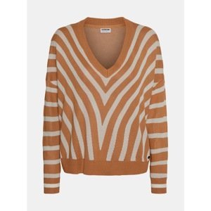 Cream-brown striped sweater Noisy May Astot - Women