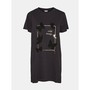 Dark grey long T-shirt with print Noisy May Zodiac - Women
